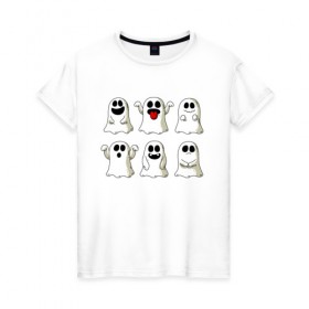 Женская футболка хлопок с принтом Ghost в Новосибирске, 100% хлопок | прямой крой, круглый вырез горловины, длина до линии бедер, слегка спущенное плечо | fear | ghost | halloween | horror | приведение | призрак | ужас | хэллоуин