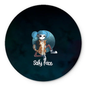 Коврик круглый с принтом Sally Face в Новосибирске, резина и полиэстер | круглая форма, изображение наносится на всю лицевую часть | blue | diane | face | fisher | gizmo | henry | johnson | killer | larry | sally | генри | гизмо | джонсон | диана | ларри | лицо | салли | фейс | фишер