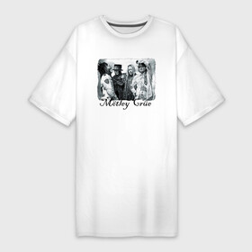 Платье-футболка хлопок с принтом Motley Crue в Новосибирске,  |  | 1981 год | dark | hard rock | los angeles | motley crue | винс нил | вокал | глэм металл | глэм рок | лос анджелес | мик марс | музыка | никки сикс | пение | рок | рок группа | томми ли | трэш | улет | хард рок
