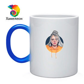 Кружка хамелеон с принтом Billie Eilish в Новосибирске, керамика | меняет цвет при нагревании, емкость 330 мл | music | pop | айлиш | билли | музыка