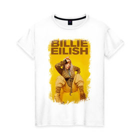 Женская футболка хлопок с принтом Billie Eilish в Новосибирске, 100% хлопок | прямой крой, круглый вырез горловины, длина до линии бедер, слегка спущенное плечо | billie eilish | billie eilish bury | wheres my mind