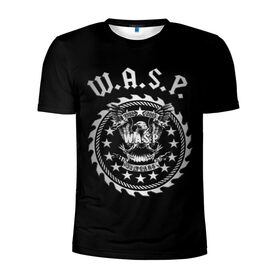Мужская футболка 3D спортивная с принтом W.A.S.P. в Новосибирске, 100% полиэстер с улучшенными характеристиками | приталенный силуэт, круглая горловина, широкие плечи, сужается к линии бедра | w.a.s.p. | wasp | глэм метал | группы | метал | музыка | рок | хард рок | хэви метал | шок рок
