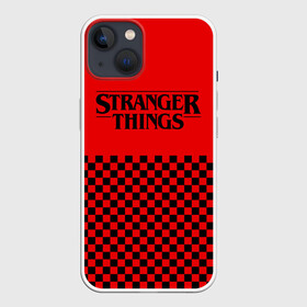 Чехол для iPhone 13 с принтом STRANGER THINGS в Новосибирске,  |  | 11 | checkerboard | eggo | eleven | netflix | stranger | things | бобби | браун | дела | крайне | милли | обратная | одинадцать | одиннадцать | очень | события | сторона | странные | стренджер | темная