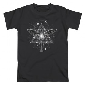Мужская футболка хлопок с принтом Астрал в Новосибирске, 100% хлопок | прямой крой, круглый вырез горловины, длина до линии бедер, слегка спущенное плечо. | абстракция | ангел | астрал | геометрия | космос | луна | планета | фея