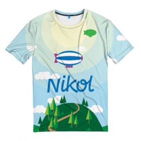 Мужская футболка 3D с принтом Nikol Country в Новосибирске, 100% полиэфир | прямой крой, круглый вырез горловины, длина до линии бедер | 