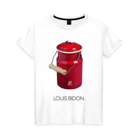 Женская футболка хлопок с принтом Louis Bidon в Новосибирске, 100% хлопок | прямой крой, круглый вырез горловины, длина до линии бедер, слегка спущенное плечо | антитренд | луи витон