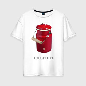 Женская футболка хлопок Oversize с принтом Louis Bidon в Новосибирске, 100% хлопок | свободный крой, круглый ворот, спущенный рукав, длина до линии бедер
 | Тематика изображения на принте: антитренд | луи витон