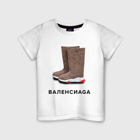Детская футболка хлопок с принтом Валенсиаga в Новосибирске, 100% хлопок | круглый вырез горловины, полуприлегающий силуэт, длина до линии бедер | balenciaga | антитренд | баленсиага