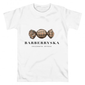 Мужская футболка хлопок с принтом Barberryska в Новосибирске, 100% хлопок | прямой крой, круглый вырез горловины, длина до линии бедер, слегка спущенное плечо. | burberry | антитренд | барбери