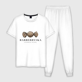 Мужская пижама хлопок с принтом Barberryska в Новосибирске, 100% хлопок | брюки и футболка прямого кроя, без карманов, на брюках мягкая резинка на поясе и по низу штанин
 | burberry | антитренд | барбери