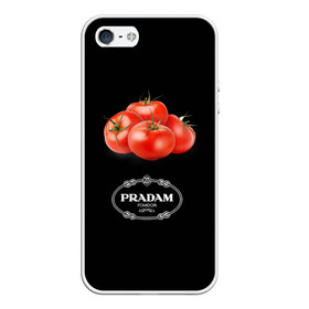Чехол для iPhone 5/5S матовый с принтом PRADAM в Новосибирске, Силикон | Область печати: задняя сторона чехла, без боковых панелей | Тематика изображения на принте: антитренд | прада