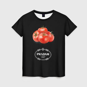 Женская футболка 3D с принтом PRADAM в Новосибирске, 100% полиэфир ( синтетическое хлопкоподобное полотно) | прямой крой, круглый вырез горловины, длина до линии бедер | антитренд | прада