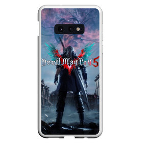 Чехол для Samsung S10E с принтом Devil May Cry 5 в Новосибирске, Силикон | Область печати: задняя сторона чехла, без боковых панелей | Тематика изображения на принте: cs go | devil may cry | dmc5 | game | logo | битва | бой | вой | игра | контр страйк | кровь | крылья | логотип | надпись | фантастика | фэнтази | экшен