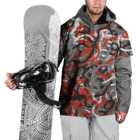 Накидка на куртку 3D с принтом Сколопендры в Новосибирске, 100% полиэстер |  | камуфляж | красный | лапки | милитари | многоножка | насекомые | орнжевый | паттрен | серый | сороконожка | узор
