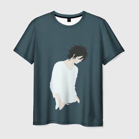 Мужская футболка 3D с принтом L в Новосибирске, 100% полиэфир | прямой крой, круглый вырез горловины, длина до линии бедер | detective | l | детектив | эл