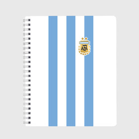 Тетрадь с принтом Сборная Аргентины в Новосибирске, 100% бумага | 48 листов, плотность листов — 60 г/м2, плотность картонной обложки — 250 г/м2. Листы скреплены сбоку удобной пружинной спиралью. Уголки страниц и обложки скругленные. Цвет линий — светло-серый
 | argentina | аргентина | аргентинская сборная | сборная | сборная аргентины | сборная аргентины по футболу | сборные | форма | футбол | футбольные сборные | чемпионат | чемпионат мира
