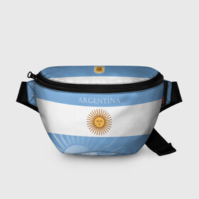 Поясная сумка 3D с принтом Аргентина в Новосибирске, 100% полиэстер | плотная ткань, ремень с регулируемой длиной, внутри несколько карманов для мелочей, основное отделение и карман с обратной стороны сумки застегиваются на молнию | argentina | аргентина | аргентинская сборная | сборная | сборная аргентины | сборная аргентины по футболу | сборные | форма | футбол | футбольные сборные | чемпионат | чемпионат мира