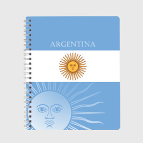 Тетрадь с принтом Аргентина в Новосибирске, 100% бумага | 48 листов, плотность листов — 60 г/м2, плотность картонной обложки — 250 г/м2. Листы скреплены сбоку удобной пружинной спиралью. Уголки страниц и обложки скругленные. Цвет линий — светло-серый
 | argentina | аргентина | аргентинская сборная | сборная | сборная аргентины | сборная аргентины по футболу | сборные | форма | футбол | футбольные сборные | чемпионат | чемпионат мира
