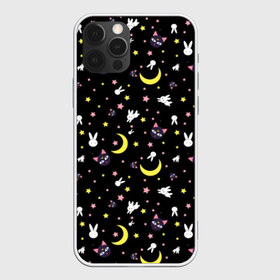 Чехол для iPhone 12 Pro Max с принтом Sailor Moon Pattern в Новосибирске, Силикон |  | Тематика изображения на принте: аниме | детский | зайчик | зая | звезды | кролик | луна в матроске | матросска | месяц | милота | милый | небо | паттерн | сейлор мун | черный