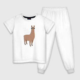 Детская пижама хлопок с принтом No Probllama в Новосибирске, 100% хлопок |  брюки и футболка прямого кроя, без карманов, на брюках мягкая резинка на поясе и по низу штанин
 | lama | no problama | лама | нет проблем | очки