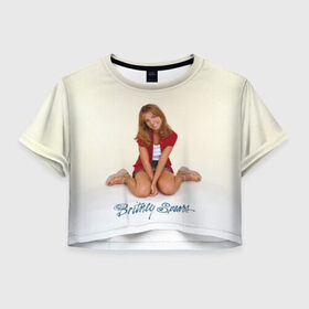 Женская футболка 3D укороченная с принтом Oldschool Britney в Новосибирске, 100% полиэстер | круглая горловина, длина футболки до линии талии, рукава с отворотами | britney | britneyspears | glitch | icon | jean | pop | princess | spears | usa | бритни | бритниспирс | глич | джин | поп | работа | спирс | сша