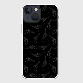 Чехол для iPhone 13 mini с принтом Револьверы в Новосибирске,  |  | background | black | cart | cowboy | criminal | drawing | fashion | firearms | graphics | illustration | picture | revolvers | style | thug | weapons | бандит | графика | иллюстрация | картинка | ковбой | мода | огнестрельное | оружие | патроны | пистолет