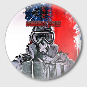 Значок с принтом Rainbow Six: Siege в Новосибирске,  металл | круглая форма, металлическая застежка в виде булавки | pvp | воин | герой | дым | огонь | оружия | пламя | призрак | снайпер | сражения | тактический | туман | шутер