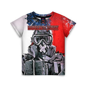 Детская футболка 3D с принтом Rainbow Six: Siege в Новосибирске, 100% гипоаллергенный полиэфир | прямой крой, круглый вырез горловины, длина до линии бедер, чуть спущенное плечо, ткань немного тянется | pvp | воин | герой | дым | огонь | оружия | пламя | призрак | снайпер | сражения | тактический | туман | шутер