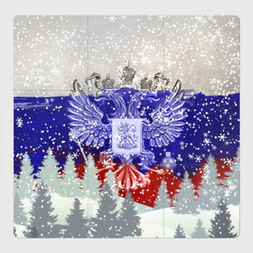 Магнитный плакат 3Х3 с принтом Сборная России (Зимний костюм) в Новосибирске, Полимерный материал с магнитным слоем | 9 деталей размером 9*9 см | sport | биатлон | горнолыжный костюм | зимние виды спорта | лыжи | лыжные гонки | лыжный спорт | россия | сборная | сноуборд | спорт | толстовка зима | триколор | флаг россии