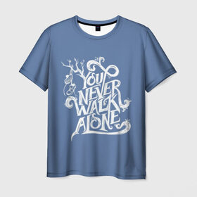 Мужская футболка 3D с принтом You Never Walk Alone в Новосибирске, 100% полиэфир | прямой крой, круглый вырез горловины, длина до линии бедер | army | blackpink | bts | btsarmy | exo | jhope | jimin | jin | jungkook | k pop | kpop | mon | monster | rap | suga | wings | бтс