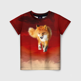Детская футболка 3D с принтом Огненная Лиса в Новосибирске, 100% гипоаллергенный полиэфир | прямой крой, круглый вырез горловины, длина до линии бедер, чуть спущенное плечо, ткань немного тянется | Тематика изображения на принте: fire fox | firefox | fox | fox say | ylvis   the fox | главное фыр | кицунэ | лиза | лиса | лисичка | мемасики | мемы | огонь | фыр фыр | хитрая лиса | я хочу фырфыр