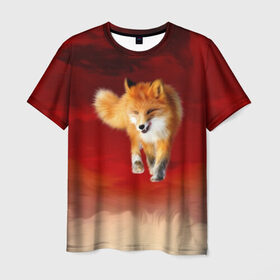 Мужская футболка 3D с принтом Огненная Лиса в Новосибирске, 100% полиэфир | прямой крой, круглый вырез горловины, длина до линии бедер | fire fox | firefox | fox | fox say | ylvis   the fox | главное фыр | кицунэ | лиза | лиса | лисичка | мемасики | мемы | огонь | фыр фыр | хитрая лиса | я хочу фырфыр