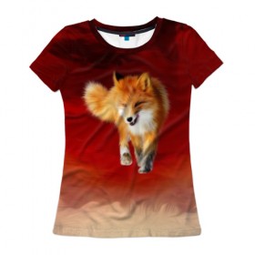 Женская футболка 3D с принтом Огненная Лиса в Новосибирске, 100% полиэфир ( синтетическое хлопкоподобное полотно) | прямой крой, круглый вырез горловины, длина до линии бедер | fire fox | firefox | fox | fox say | ylvis   the fox | главное фыр | кицунэ | лиза | лиса | лисичка | мемасики | мемы | огонь | фыр фыр | хитрая лиса | я хочу фырфыр