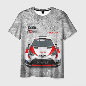 Мужская футболка 3D с принтом WRC Toyota в Новосибирске, 100% полиэфир | прямой крой, круглый вырез горловины, длина до линии бедер | auto | car | championship | race | rally | toyota | world | wrc | авто | гонки | машина | ралли | трасса | трек | чемпионат
