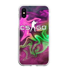 Чехол для iPhone XS Max матовый с принтом CS GO в Новосибирске, Силикон | Область печати: задняя сторона чехла, без боковых панелей | counter | counter strike | cs | cs go | go | neon | strike | автомат | ака 47 | дигл | контер страйк | кс го | м4а4 | пистолет | скин