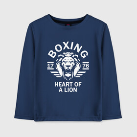 Детский лонгслив хлопок с принтом Бокс - сердце льва в Новосибирске, 100% хлопок | круглый вырез горловины, полуприлегающий силуэт, длина до линии бедер | box | boxing | bruce lee | champion | dragon | fight | fighter | judo | muay thai | team | tiger | ufc | али | боевые | боец | бой | бокс | боксер | борьба | брюс ли | воин | дзюдо | дракон | единоборства | искусство | карате | контакт | кулак | лев