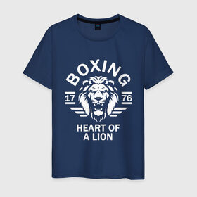 Мужская футболка хлопок с принтом Бокс - сердце льва в Новосибирске, 100% хлопок | прямой крой, круглый вырез горловины, длина до линии бедер, слегка спущенное плечо. | box | boxing | bruce lee | champion | dragon | fight | fighter | judo | muay thai | team | tiger | ufc | али | боевые | боец | бой | бокс | боксер | борьба | брюс ли | воин | дзюдо | дракон | единоборства | искусство | карате | контакт | кулак | лев
