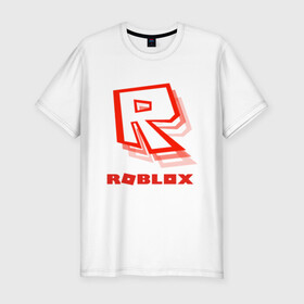 Мужская футболка хлопок Slim с принтом Roblox в Новосибирске, 92% хлопок, 8% лайкра | приталенный силуэт, круглый вырез ворота, длина до линии бедра, короткий рукав | play | roblox | детская | для детей | игра | онлайн | ребенку | роблокс | роболкс | симулятор