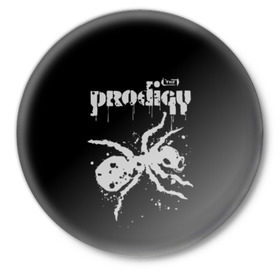 Значок с принтом The Prodigy логотип в Новосибирске,  металл | круглая форма, металлическая застежка в виде булавки | Тематика изображения на принте: 2019 | album | art | break | dance | logo | music | prodigy | брейк | граффити | группа | заставка | лого | логотип | музыка | муравей | новый альбом | обложка альбома | продиджи