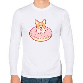 Мужской лонгслив хлопок с принтом Корги Пончик в Новосибирске, 100% хлопок |  | Тематика изображения на принте: dog | donut | kawaii | вкусняшка | выпечка | еда | лапочка | милый | мимими | пес | песик | сладкий | собака | щенок