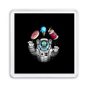 Магнит 55*55 с принтом Гомер в космосе в Новосибирске, Пластик | Размер: 65*65 мм; Размер печати: 55*55 мм | bart | homer | lisa | simpsons | space | барт | гомер | космос | пончик | симпсоны
