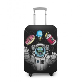 Чехол для чемодана 3D с принтом Гомер в космосе в Новосибирске, 86% полиэфир, 14% спандекс | двустороннее нанесение принта, прорези для ручек и колес | bart | homer | lisa | simpsons | space | барт | гомер | космос | пончик | симпсоны