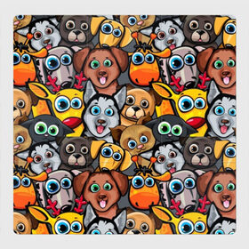 Магнитный плакат 3Х3 с принтом Веселые собаки в Новосибирске, Полимерный материал с магнитным слоем | 9 деталей размером 9*9 см | Тематика изображения на принте: бульдог | голубые глаза | доберман | животные | жирафы | котики | милые | олени | разноцветные | собаки | хаски | яркие