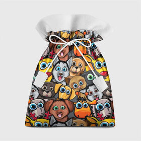 Подарочный 3D мешок с принтом Веселые собаки в Новосибирске, 100% полиэстер | Размер: 29*39 см | бульдог | голубые глаза | доберман | животные | жирафы | котики | милые | олени | разноцветные | собаки | хаски | яркие