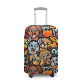 Чехол для чемодана 3D с принтом Веселые собаки в Новосибирске, 86% полиэфир, 14% спандекс | двустороннее нанесение принта, прорези для ручек и колес | бульдог | голубые глаза | доберман | животные | жирафы | котики | милые | олени | разноцветные | собаки | хаски | яркие