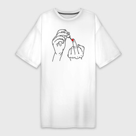 Платье-футболка хлопок с принтом Девушка красит ногти в Новосибирске,  |  | Тематика изображения на принте: жест | контур | лак | линии | маникюр | ноготь | отвали | палец | рука