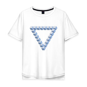 Мужская футболка хлопок Oversize с принтом Объемная геометрия в Новосибирске, 100% хлопок | свободный крой, круглый ворот, “спинка” длиннее передней части | абстракция | геометрия | иллюзия | тренд | треугольник | треугольники