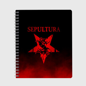 Тетрадь с принтом Sepultura в Новосибирске, 100% бумага | 48 листов, плотность листов — 60 г/м2, плотность картонной обложки — 250 г/м2. Листы скреплены сбоку удобной пружинной спиралью. Уголки страниц и обложки скругленные. Цвет линий — светло-серый
 | sepultura | грув метал | группы | дэт метал | метал | музыка | рок | трэш метал