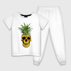Детская пижама хлопок с принтом Ананас в Новосибирске, 100% хлопок |  брюки и футболка прямого кроя, без карманов, на брюках мягкая резинка на поясе и по низу штанин
 | Тематика изображения на принте: cool | creative | design | fruit | green | hype | new york | pineapple | skull | summer | supreme | vanguard | vegan | авангард | ананас | дизайн | зеленый | креатив | круто | лето | фрукт | хайп | череп