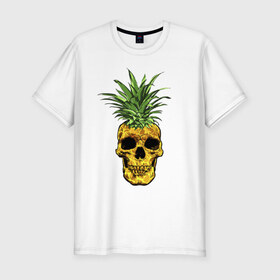 Мужская футболка премиум с принтом Ананас в Новосибирске, 92% хлопок, 8% лайкра | приталенный силуэт, круглый вырез ворота, длина до линии бедра, короткий рукав | cool | creative | design | fruit | green | hype | new york | pineapple | skull | summer | supreme | vanguard | vegan | авангард | ананас | дизайн | зеленый | креатив | круто | лето | фрукт | хайп | череп